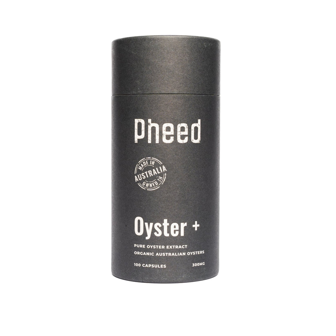 Pheed Oyster+ capsule bottle with the front label visible on a white background.