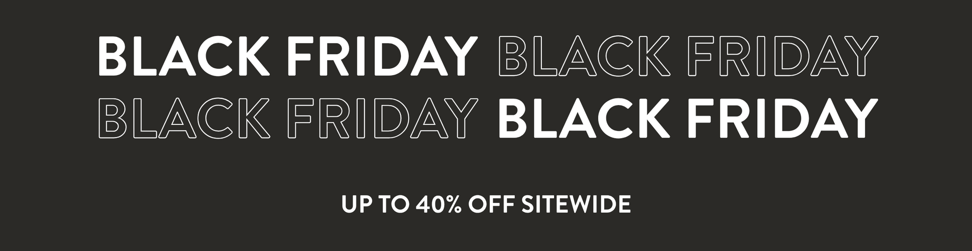 Black Friday sale banner with text and a 'Shop Now' button on a black background