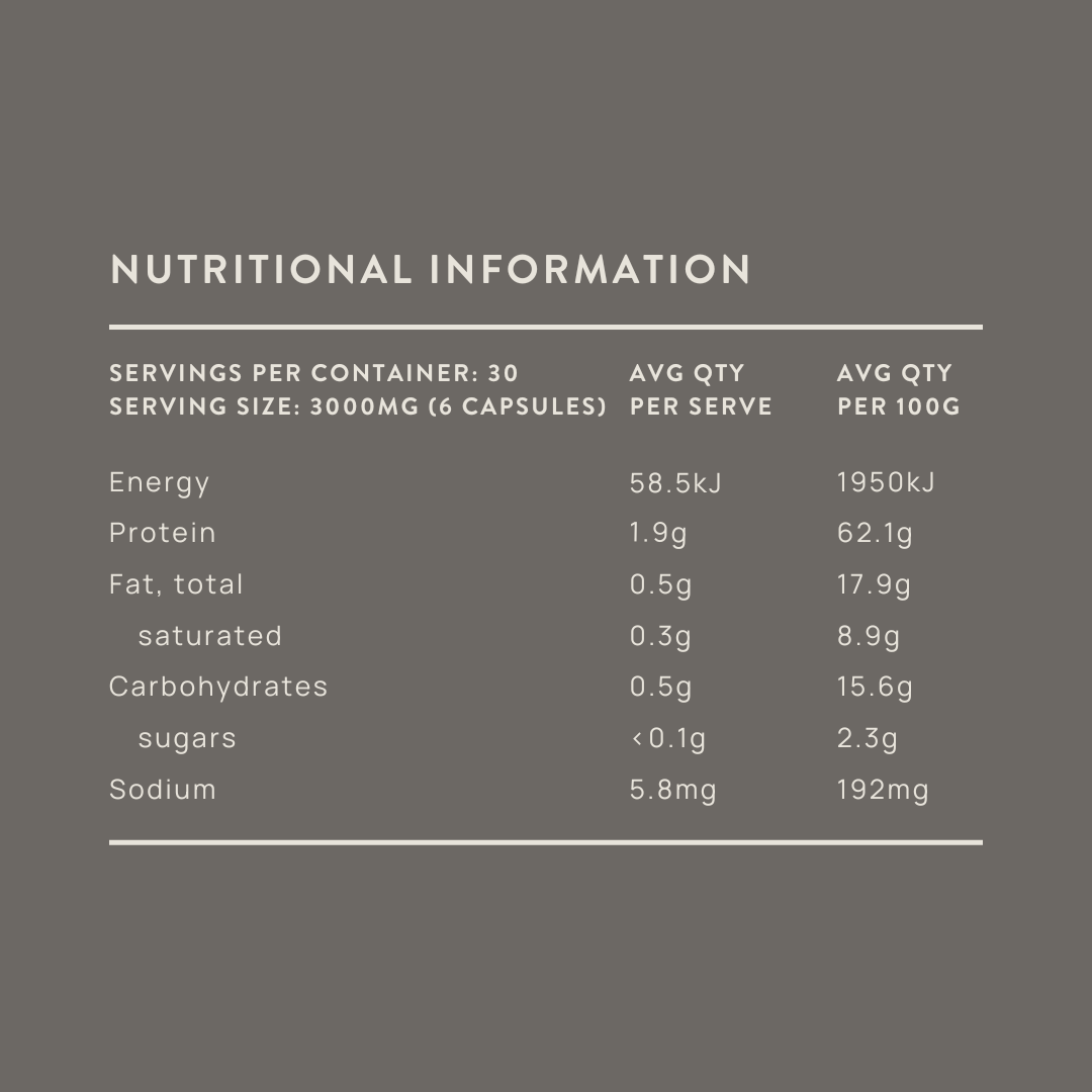 beef liver capsules nutritional information