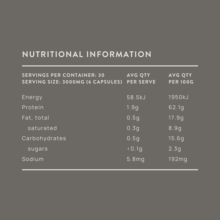 beef liver capsules nutritional information