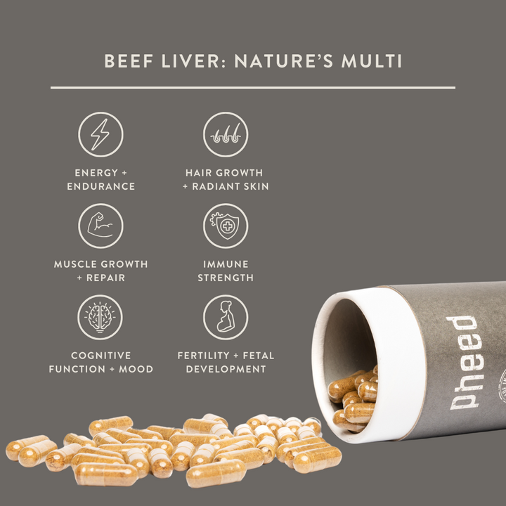 Benefits of Beef Liver capsules: Energy and endurance, hair growth and radiant skin, muscle growth and repair, immune strength, mood and brain function, fertility and fetal development