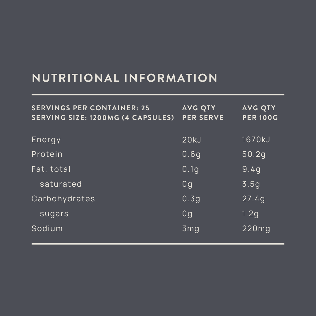 organic oyster capsules nutritional information